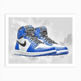 Air Jordan 1 Painting Blue Art Print