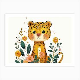 Little Floral Jaguar 3 Art Print