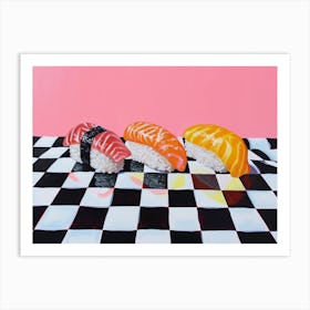 Sushi Pink Checkerboard 3 Art Print