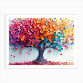 Colorful Tree With Leaves On Hanging Branches 13 Art Print