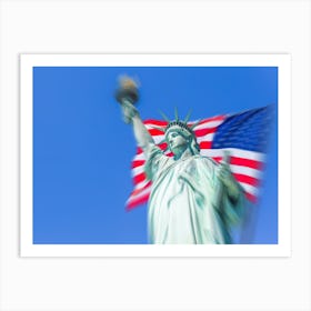 Statue Of Liberty With American Flag Art Print