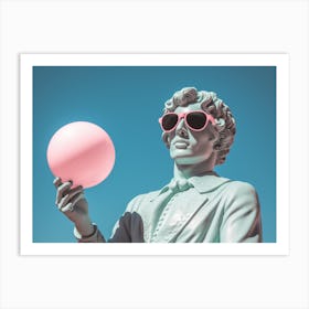 Pink Ball. Bubblegum Bust: Man, Pink Ball, and Home Display Statue. Art Print