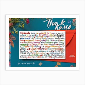 A Multilingual Greeting Card Featuring The Word Thank You In Diverse Scripts Including Chinese Ge (4) Art Print