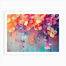 Colorful Vibrant Flower Hanging Branches Illustration Art Print