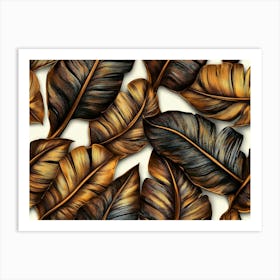 Grunge Bronze Banana Leaves Palm 1 Art Print