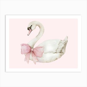 Swan With Pink Bow Art Print