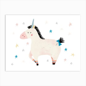 Starry Playful Unicorn Art Print