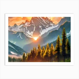 Sunset In The Mountains Art Print