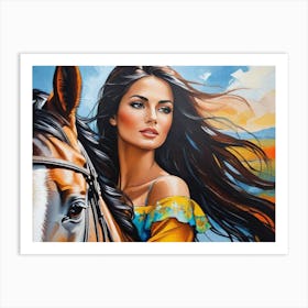 Woman With A Horse 4 Art Print