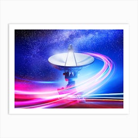 VLA Radio Telescope: Neon light — space poster, space art, photo poster, NASA poster, neon poster, synthwave poster Art Print