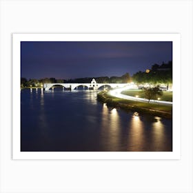 Pont D'Avignon At Night Art Print