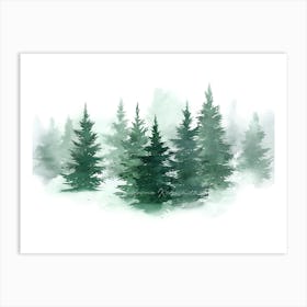 Watercolor Of Pine Trees Art Print