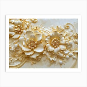 Gold Flowers 16 Art Print