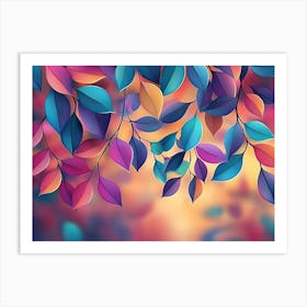 Elegant Colorful with Vibrant Leaves Hanging Branches 2 Art Print