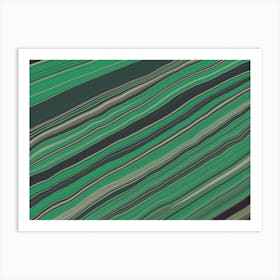 Abstract Green Striped Pattern Art Print