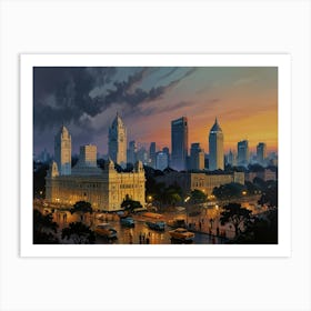 Cityscape At Dusk 1 Art Print