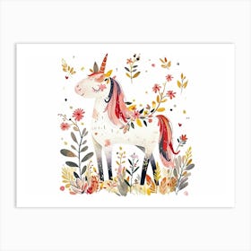 Little Floral Unicorn Art Print