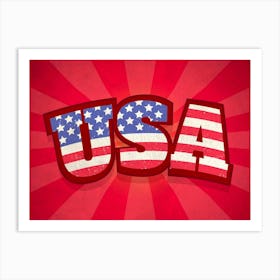 American patriotic vintage typographic poster with USA flag Art Print