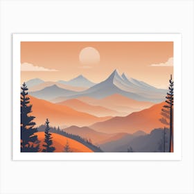 Misty mountains horizontal background in orange tone 67 Art Print