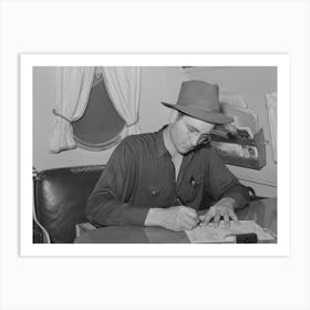 Camp Manager In Trailer Office At The Fsa (Farm Security Administration) Migratory Labor Camp Mobile Unit Art Print