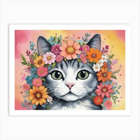 Flower Cat 2 Art Print