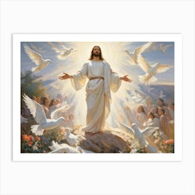 An Artistic Rendering Of A Serene Sunday Morning A Figure Symbolic Of Jesus Christ In A Posture Of 2 1 Art Print