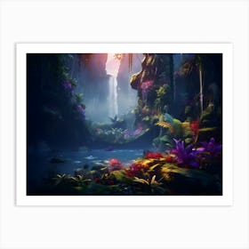 Waterfall In The Jungle 1 Art Print