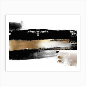 Abstract Black Gold Painting 3 Art Print