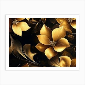 Golden Flowers 6 Art Print