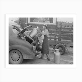 Loading Empty Milk Cans Into Back Of Car, Creamery, San Angelo, Texas By Russell Lee Art Print