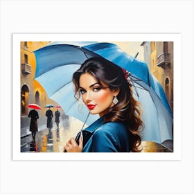 Seductive Lady with an Umbrella Art Print