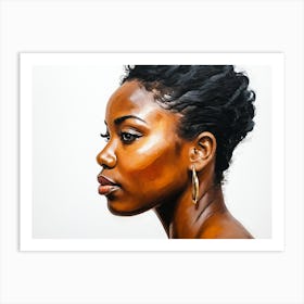 Side Profile Of Beautiful Woman Oil Painting 101 Art Print