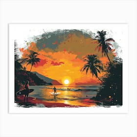 Sunset At The Beach 6 Art Print