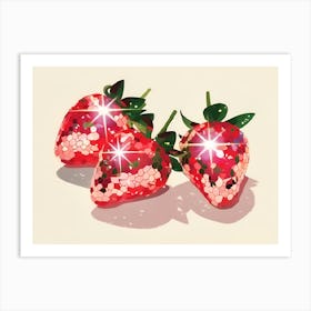 Three Sequin Strawberries Art Print