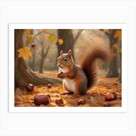 Squirrel In Autumn Art Print