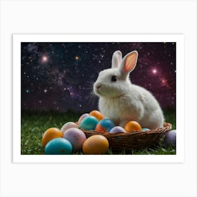 Easter Bunny Amongs The Stars Art Print