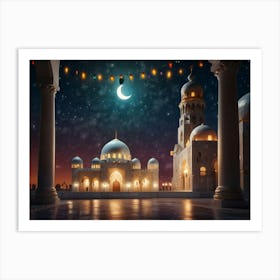 Islamic Mosque At Night 1 Art Print