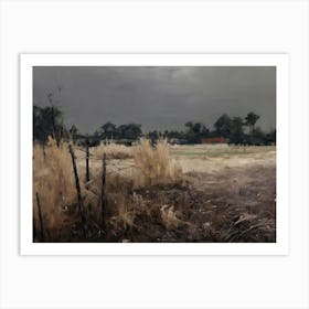 Moody Farm Field Oil Painting Art Print