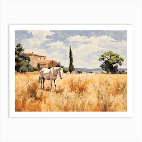 Horses Painting In Tuscany, Italy, Landscape 2 Art Print