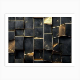 Abstract Black And Gold Art Print