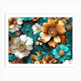 Colorful Flowers And Leaves 2 Art Print