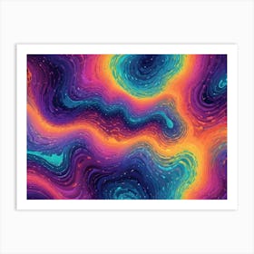 Abstract Colorful Background With Swirling, Flowing Patterns In Shades Of Orange, Purple, Blue, And Yellow Art Print