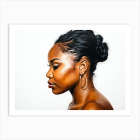 Side Profile Of Beautiful Woman Oil Painting 189 Art Print