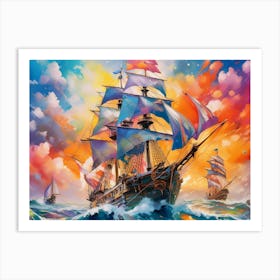 Sailing Ship In The Ocean Art Print