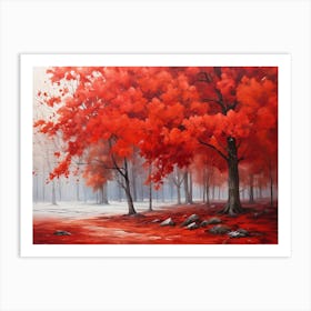 Red Autumn Trees Art Print