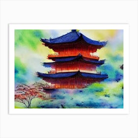 Pagoda In Bloom Art Print