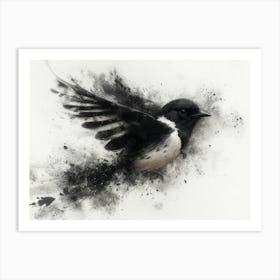 Calligraphic Wonders: Bird In Flight 3 Art Print