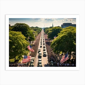 Aerial View Of A Patriotic Military Parade Honoring Veterans In America Rows Of Uniformed Soldiers (2) 2 Art Print