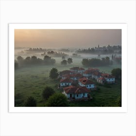 Sunrise Over A Village Art Print