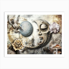 Moon Magic Surreal Illustration Art 01 Art Print